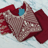 Festive Wear Viscose Embroidered Suit Set with Pocketed Pants & Chanderi Cotton Dupatta - MG1008
